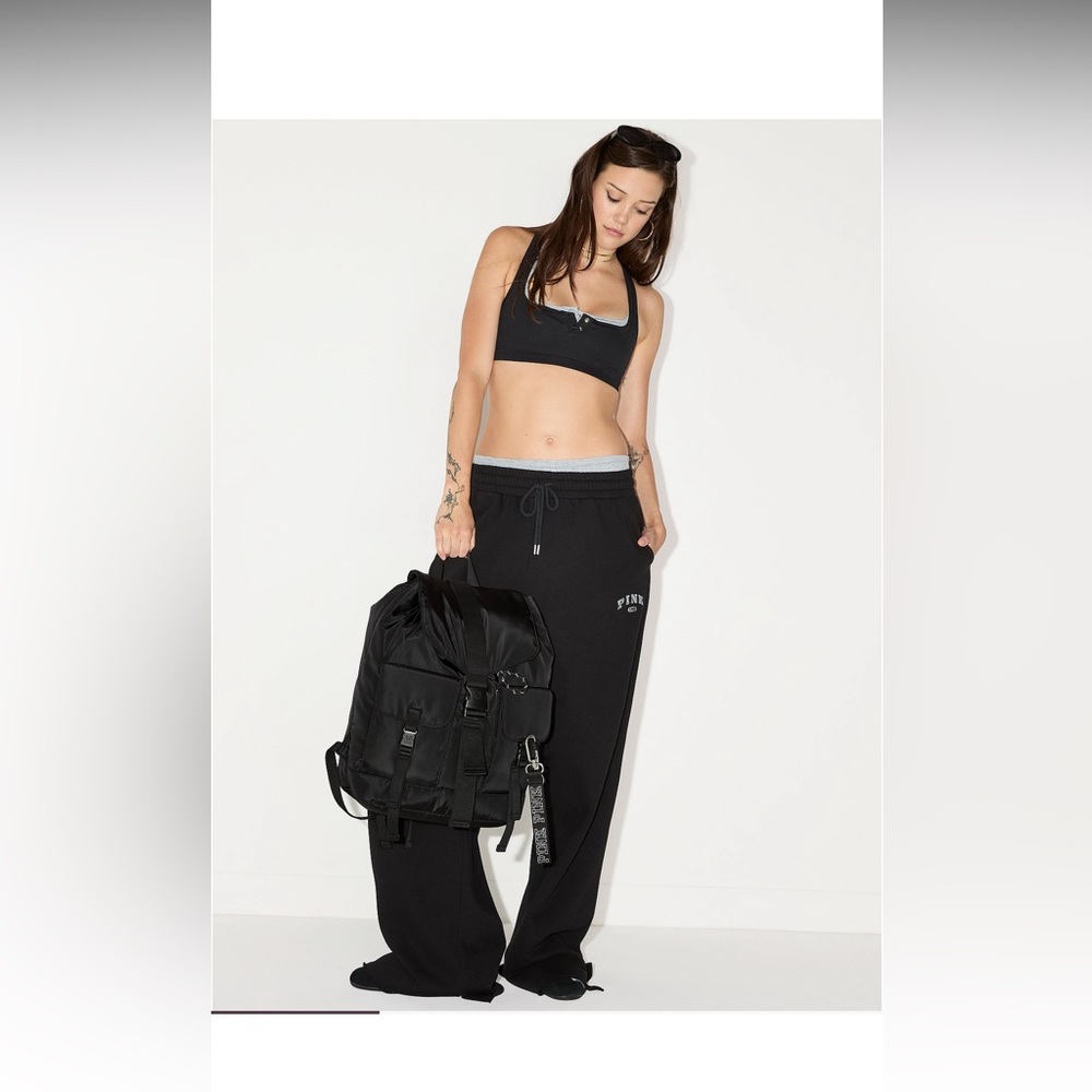 (Inventory #16) Pink Victorias Secret Stylish Black nylon Cargo Backpack - Picture 4 of 4